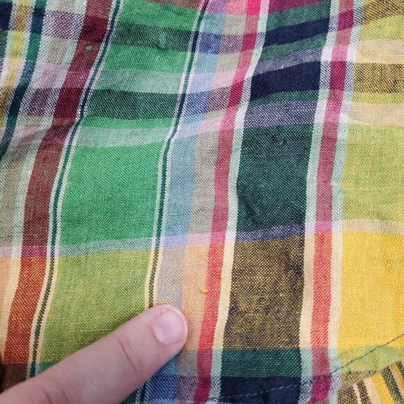 Lauren Ralph Lauren Multicolor Plaid Linen Button‎ Up Casual Plus Size Blouse 2x - Picture 11 of 11